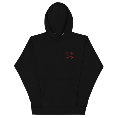 UNISEX HOODIE   //   RED ON BLACK