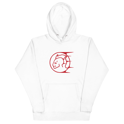 UNISEX HOODIE // RED ON WHITE